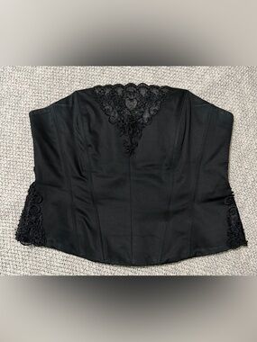 NEXT Y2K Black Beaded Lace Boned Corset Top UK 16/ US 12 / euro 44